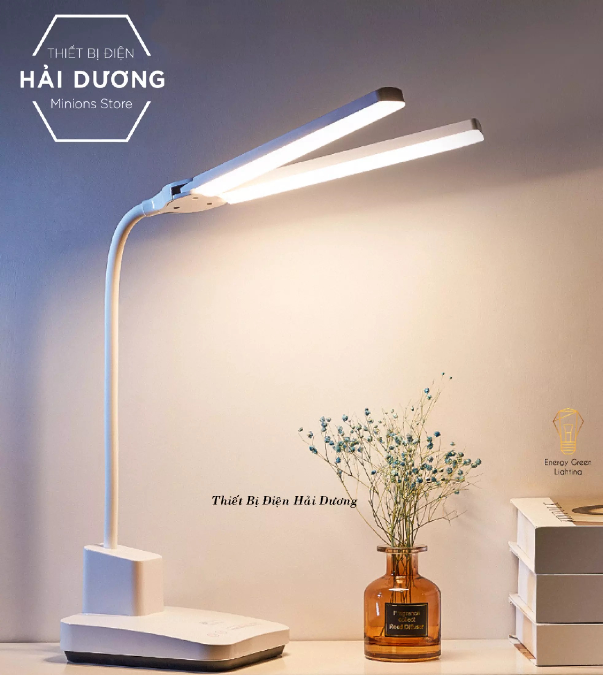 Đèn Bàn LED 2 Đầu Chiếu Sáng DB-1928 - 3 Chế Độ Ánh Sáng - Xoay 180 Độ Thay Đổi Góc Chiếu Linh Hoạt