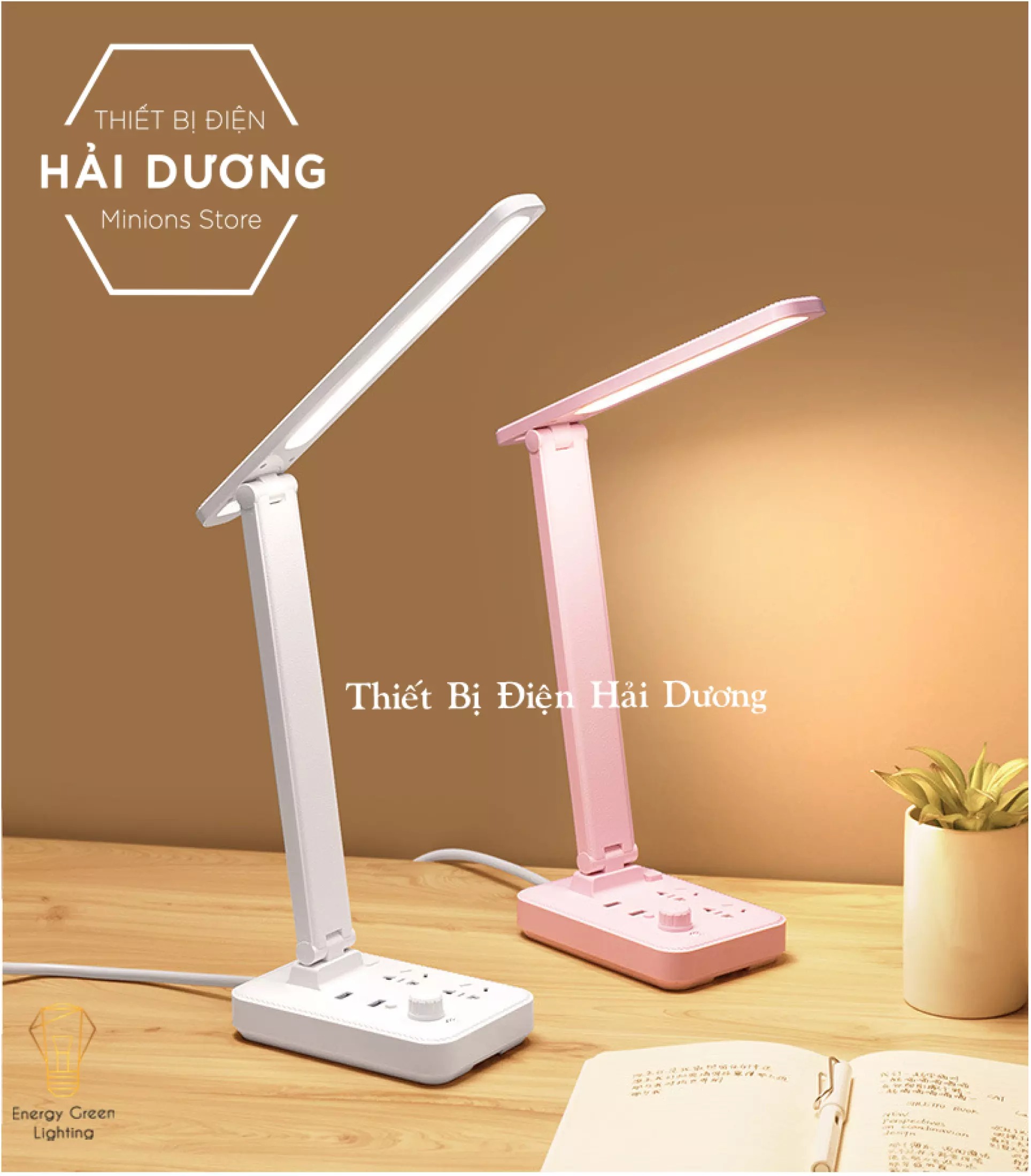 Đèn Bàn Led Tích Hợp Ổ Cắm DB-3011 - Có Điều Khiển - 3 Chế Độ Ánh Sáng - Tăng Giảm Ánh Sáng - Thay Đổi Được Góc Chiếu -Tặng Kèm Ổ Cắm Chuyển 3 Chân