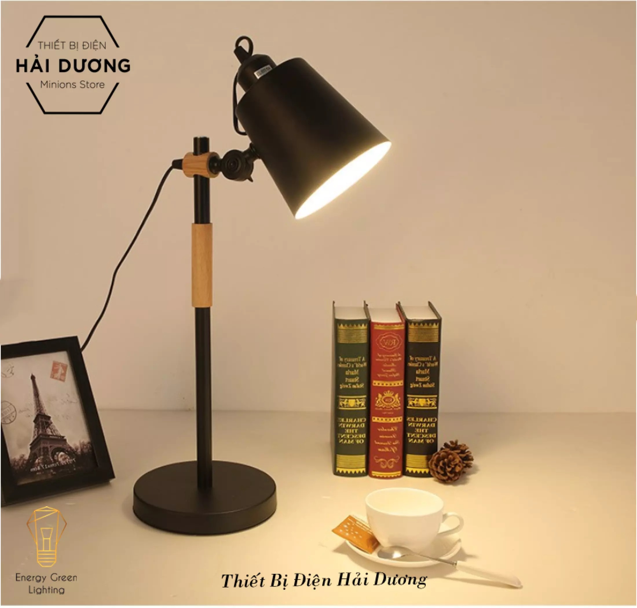 Đèn Để Bàn Làm Việc Vintage DB-3040 - Tặng kèm bóng LED 5w - Bảo hành 12 tháng