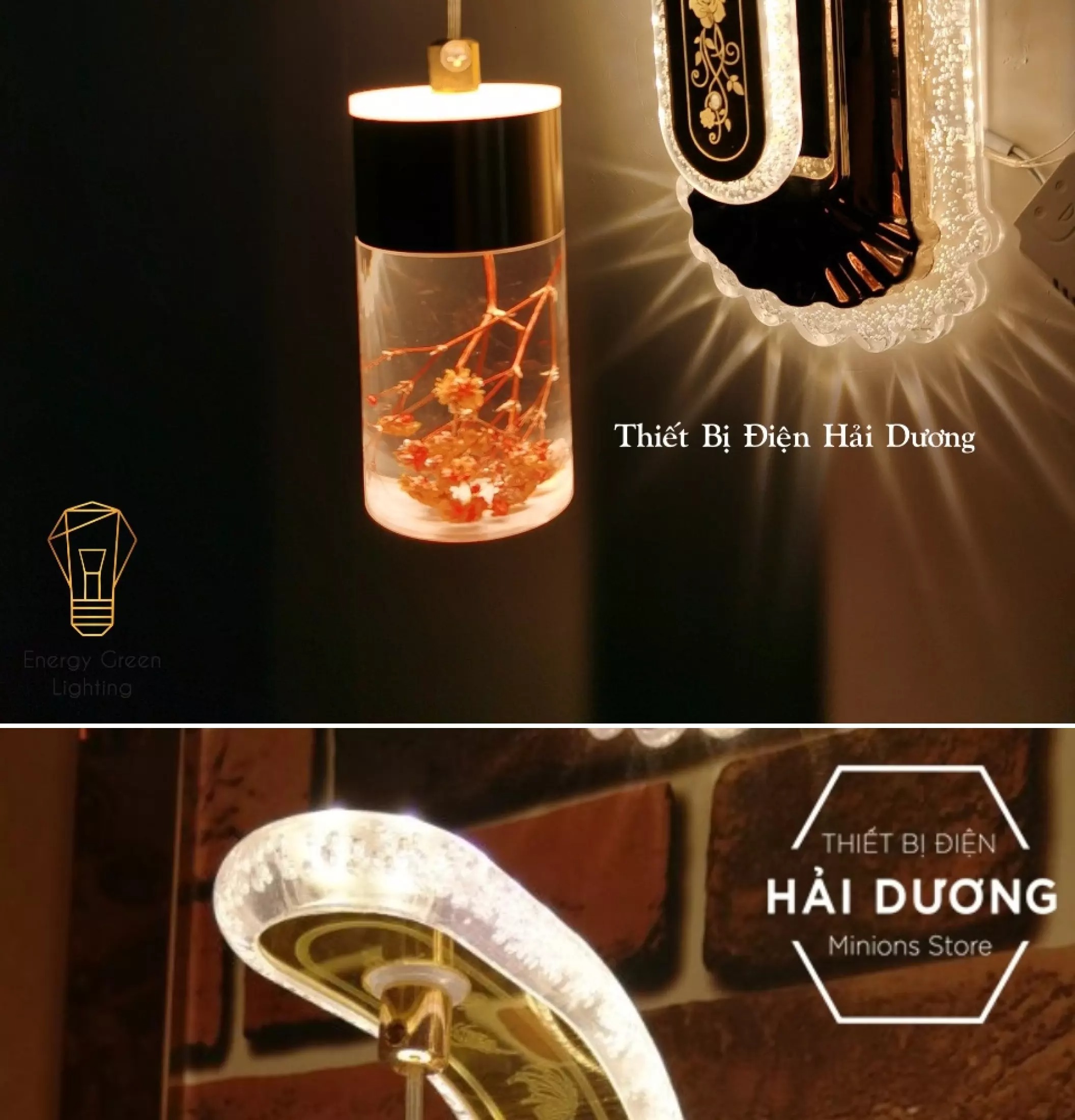 Đèn Led Treo Tường Hiện Đại Thả Thuỷ Tinh 24w Phong Cách Bắc Âu Vintage Cành Lá Thiên Nhiên