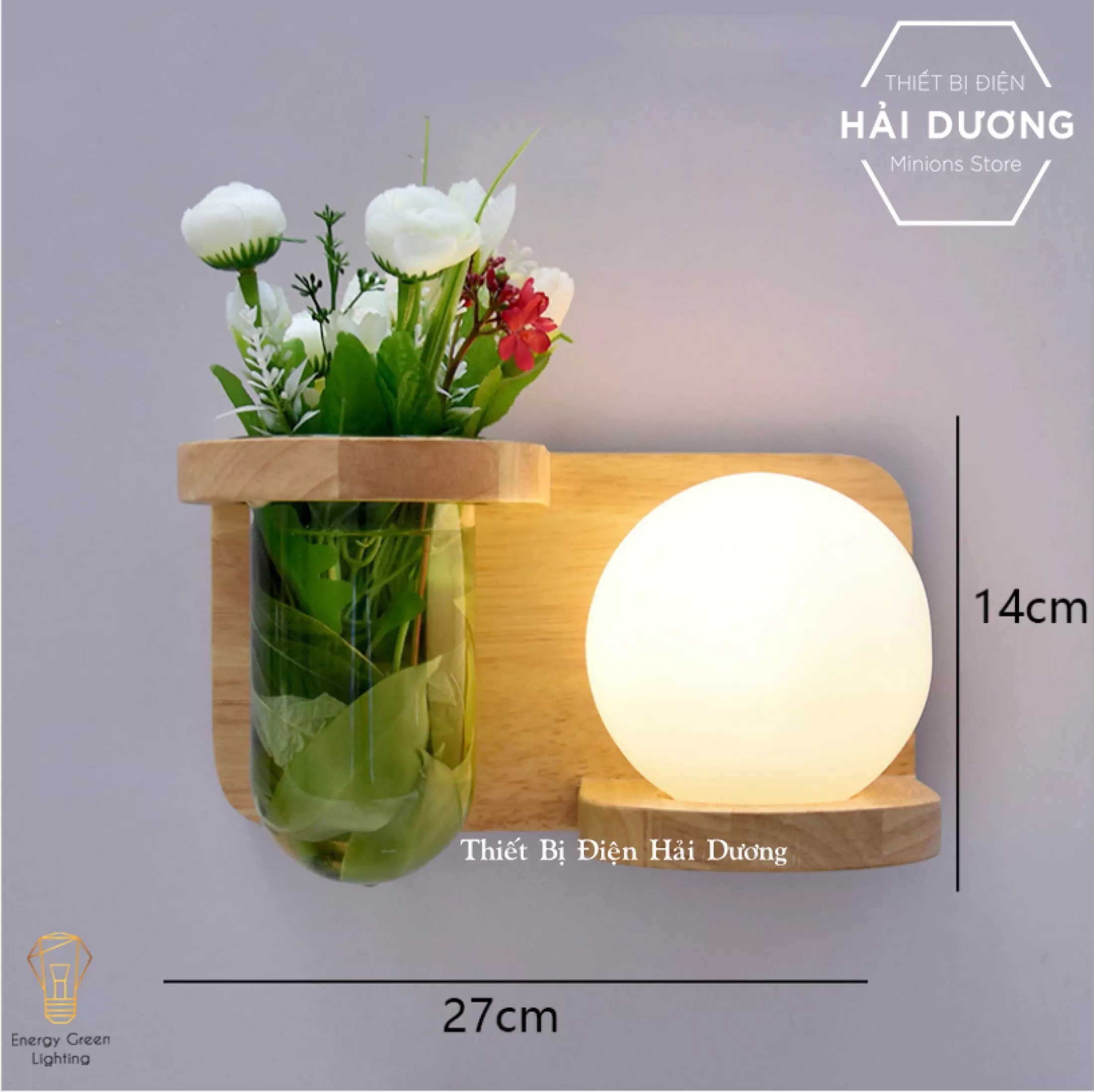 Đèn Tường Kệ Gỗ Chao Thủy Tinh Hiện Đại DT-2714 - Trang Trí Căn Phòng  - Đã bao gồm bóng led 3w