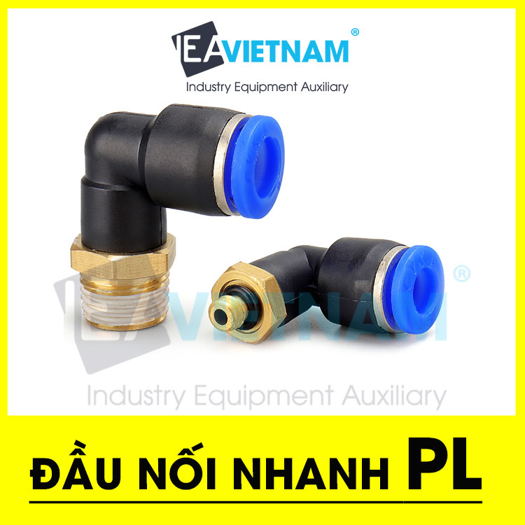 Đầu nối nhanh góc PL 4 6 8 10 12 14 16 ren ngoài
