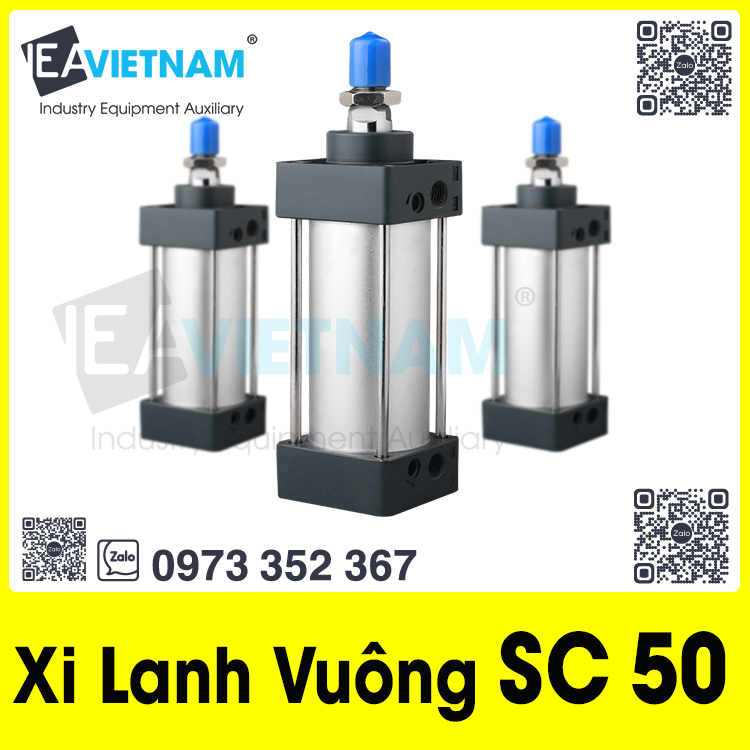 Xi lanh khí nén SC 50 x hành trình 25 50 75 100 125 150 175 200 250 300 350 400 450 500 600 700 800 900 1000