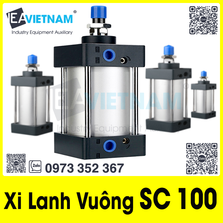 Xi lanh khí nén SC 100 X 25 50 75 100 125 150 175 200 250 300 400 500 600 700 800 900 1000