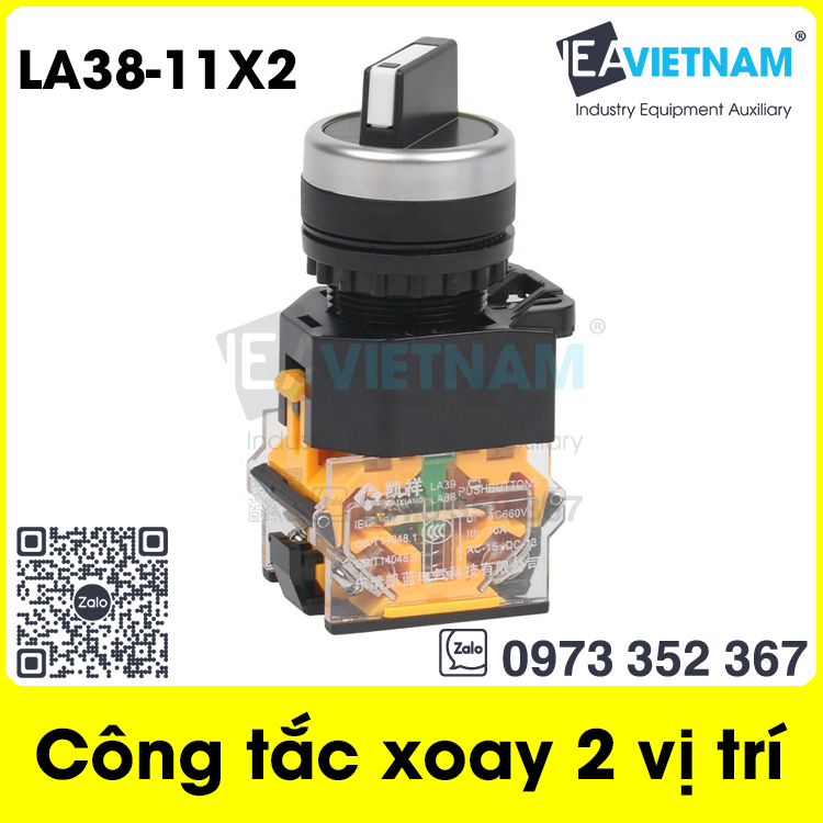 Công tắc xoay 2 vị trí phi 22 mm LA38-11X2 / Công tắc xoay 2 tiếp điểm 22mm