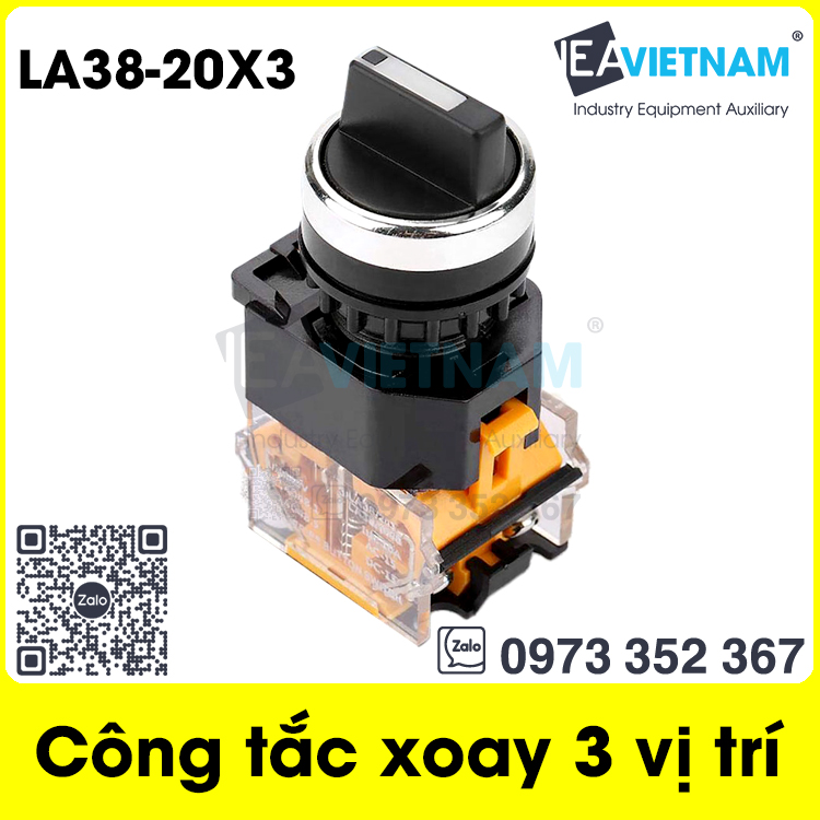 Công tắc xoay 3 vị trí phi 22 mm LA38-20X3 / Công tắc xoay 3 tiếp điểm