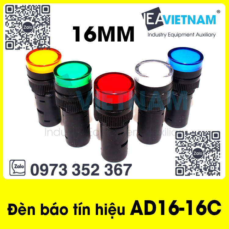 Đèn báo tín hiệu phi 16 AD16-16C 220V 24V / Đèn báo pha phi 16mm có LED