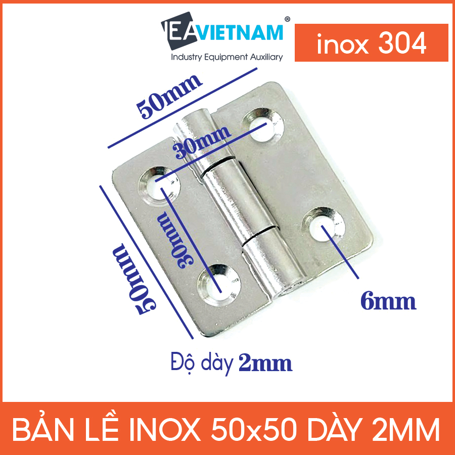 Bản lề inox 304, kích thước 50x50 mm, 40x40 mm,5 độ dày 2 mm