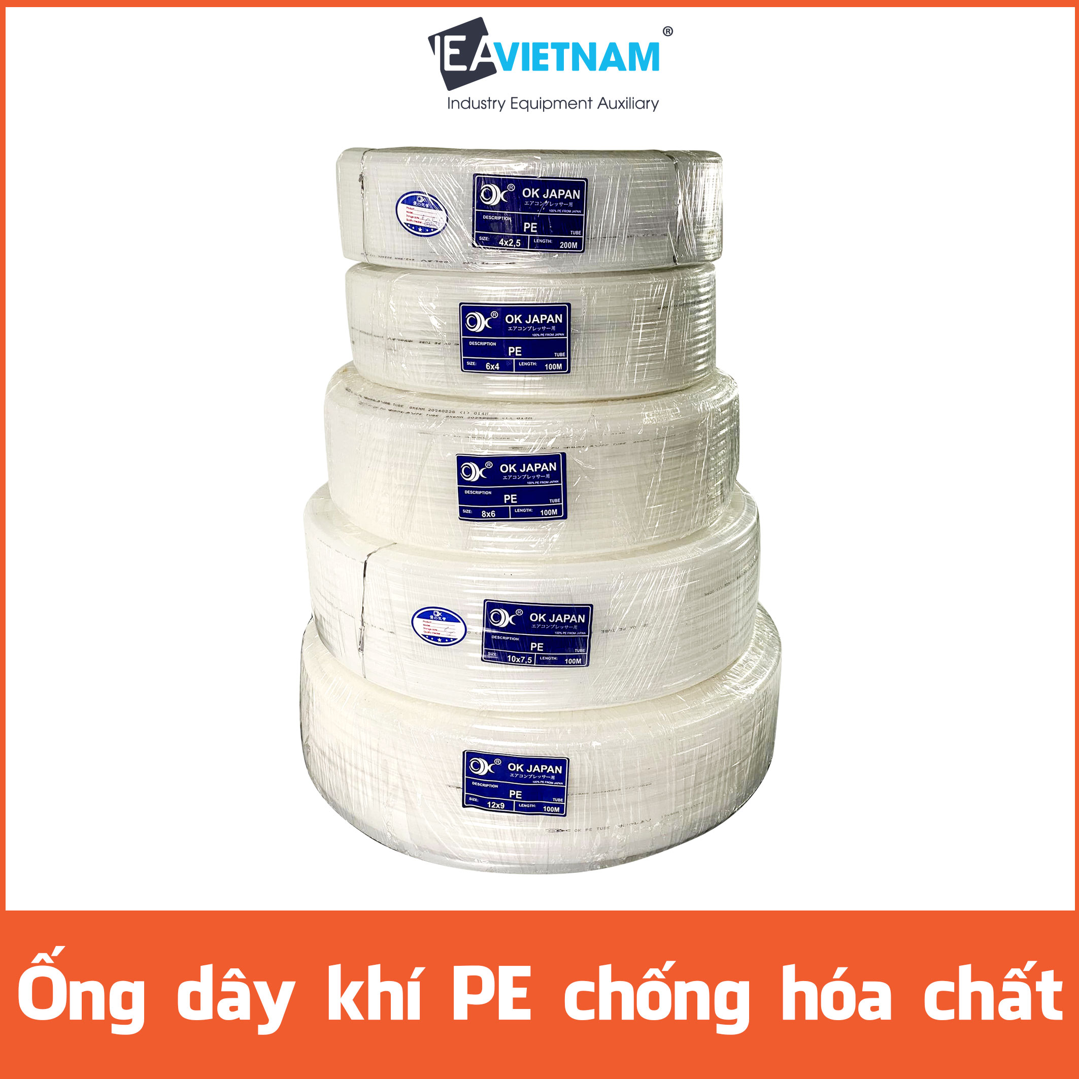 Ống Dây Khí PE Chống Hóa Chất Phi 4, 6, 8, 10, 12