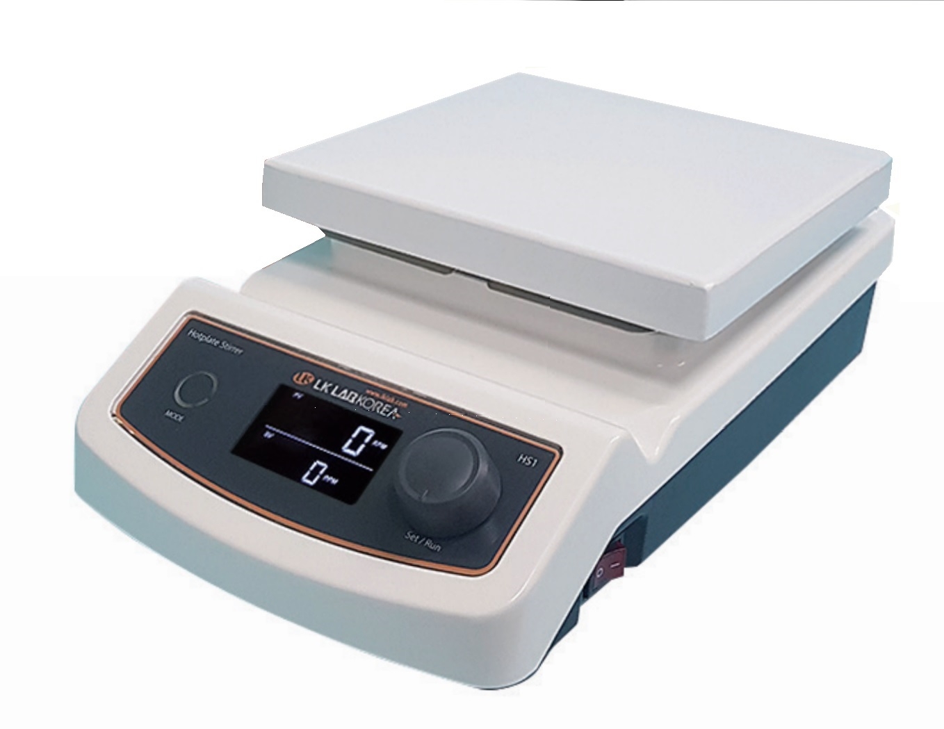 Máy khuấy từ gia nhiệt hiện số (400oC, 20 lít, 180 x 180mm,1500 vòng/phút) HS-20 LK Lab Korea