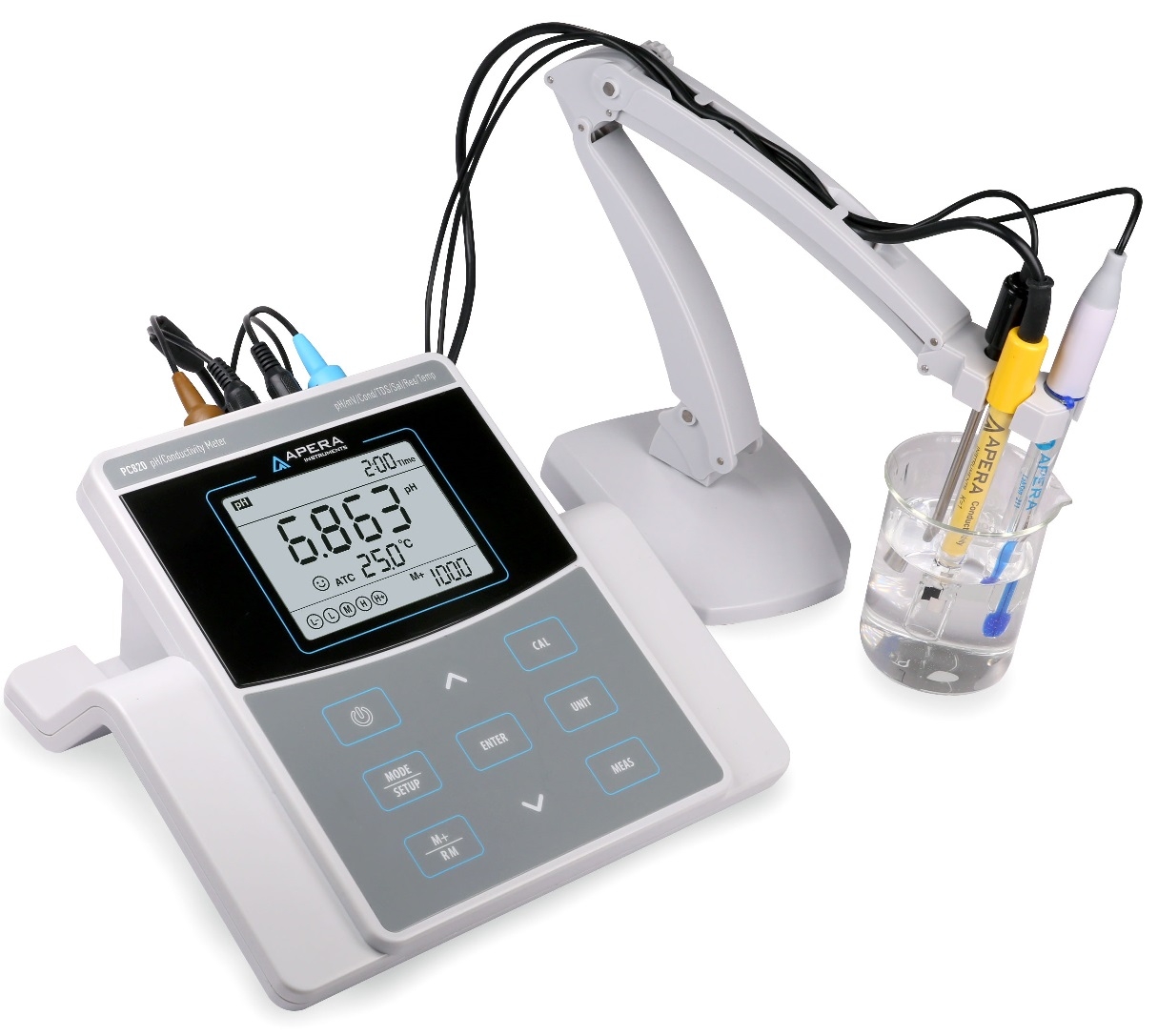 Máy đo pH/mV/độ dẫn/TDS/Độ mặn/Trở kháng/Nhiệt độ để bàn (GLP) APERA