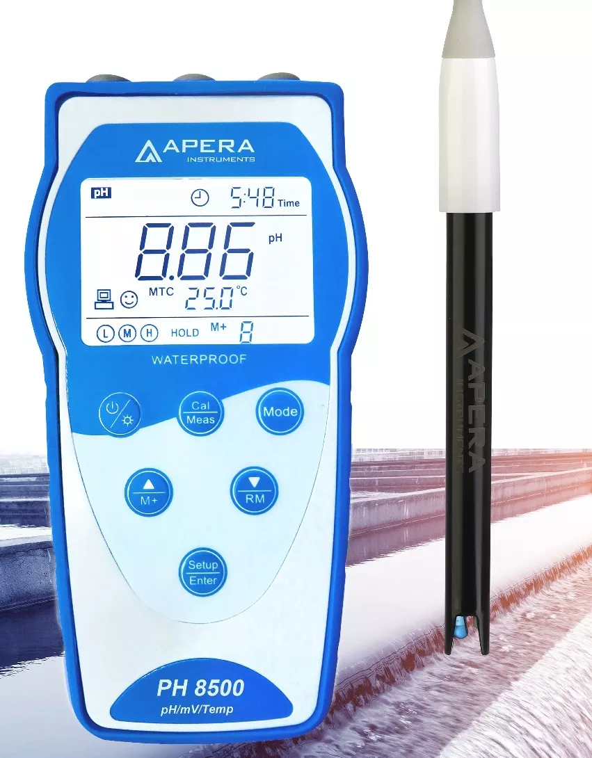 Máy đo pH/mV/nhiệt độ cầm tay trong nước thải (lưu trữ và truy xuất dữ liệu theo GLP) APERA