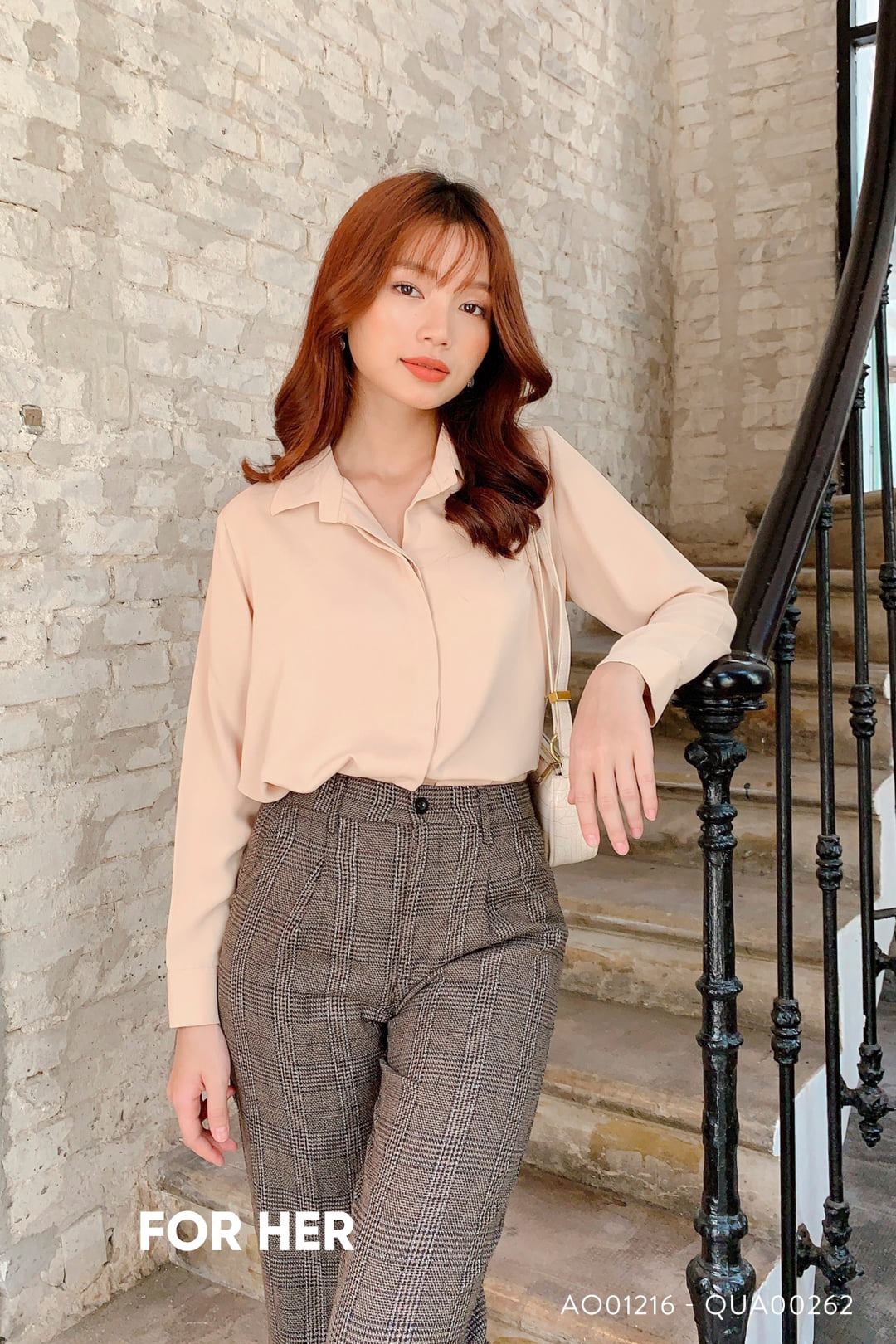 Áo giấu nút kem