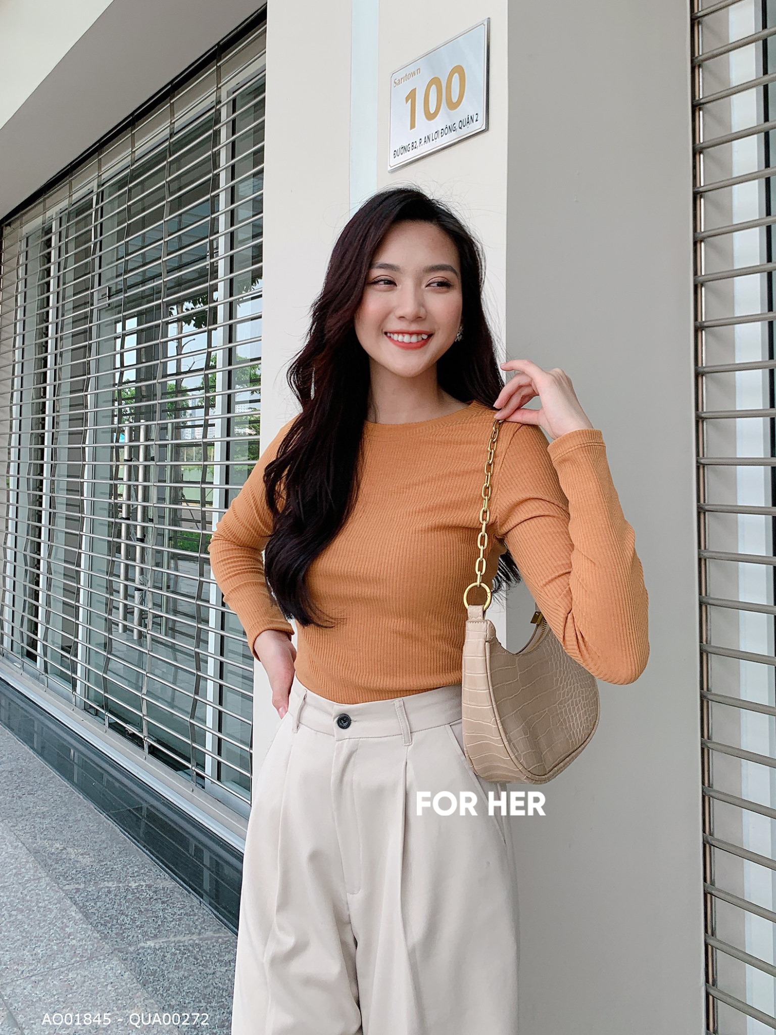 Áo tay dài trơn nâu