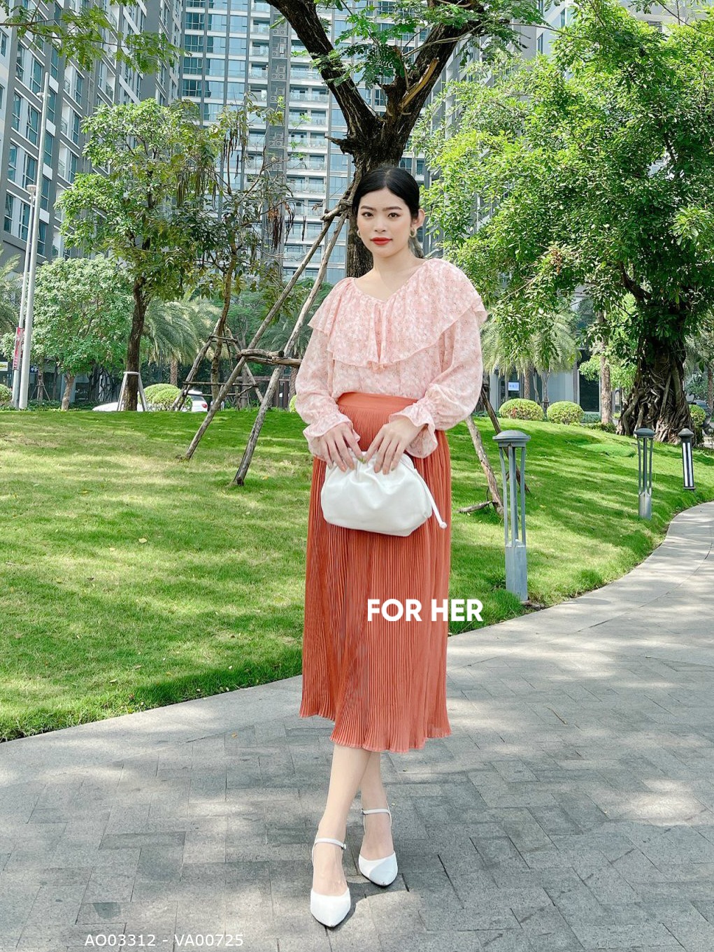 Áo babydoll cột nơ hoa hồng