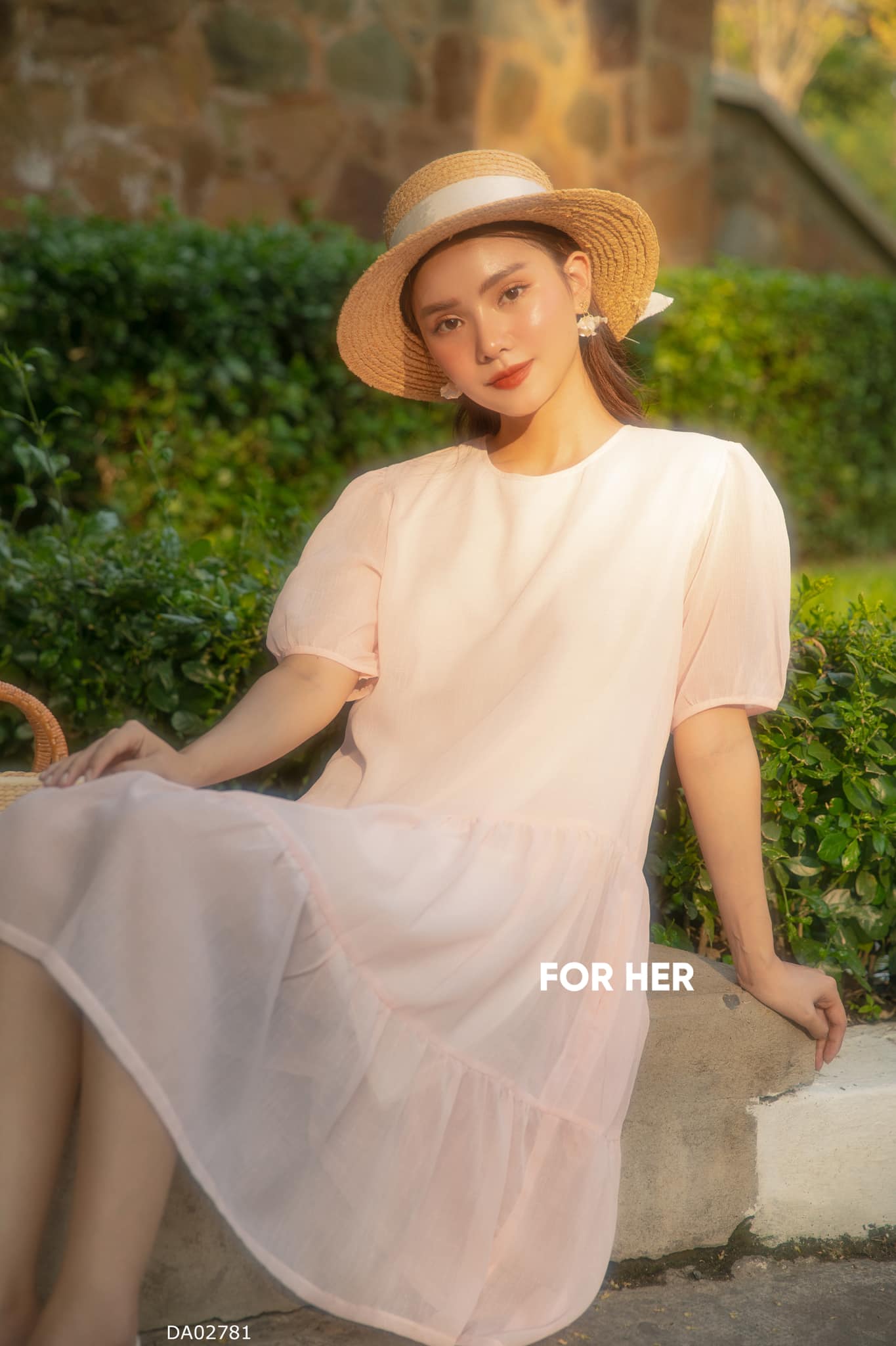 Đầm babydoll tầng hồng