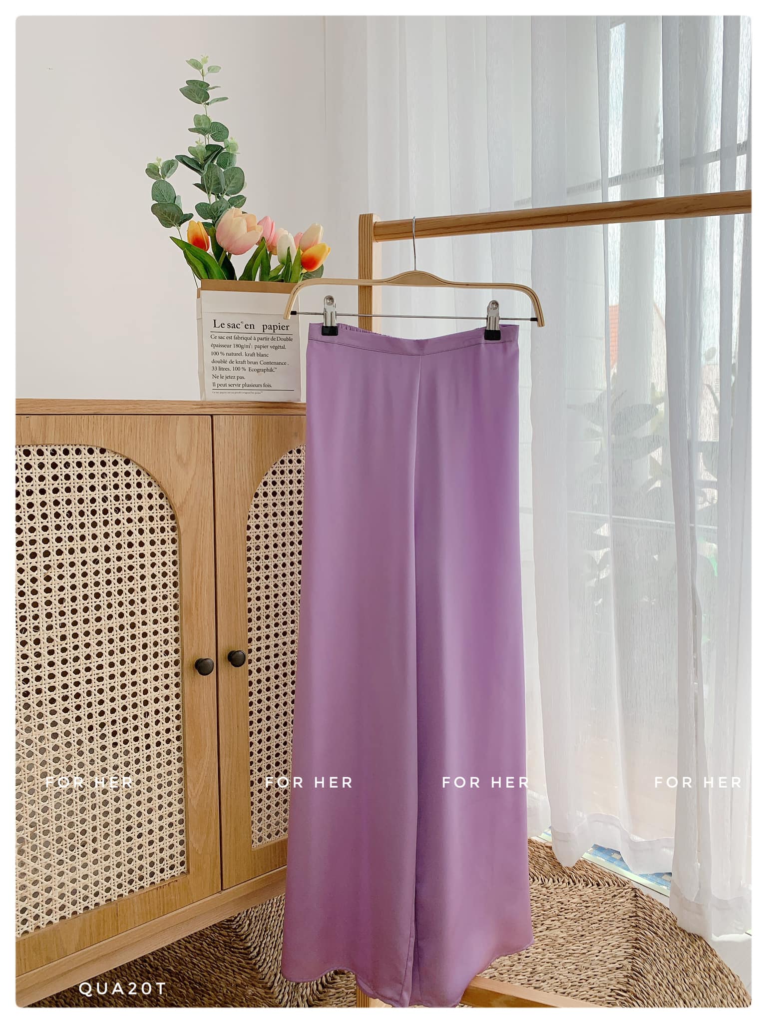 Quần áo dài lụa tím nhạt