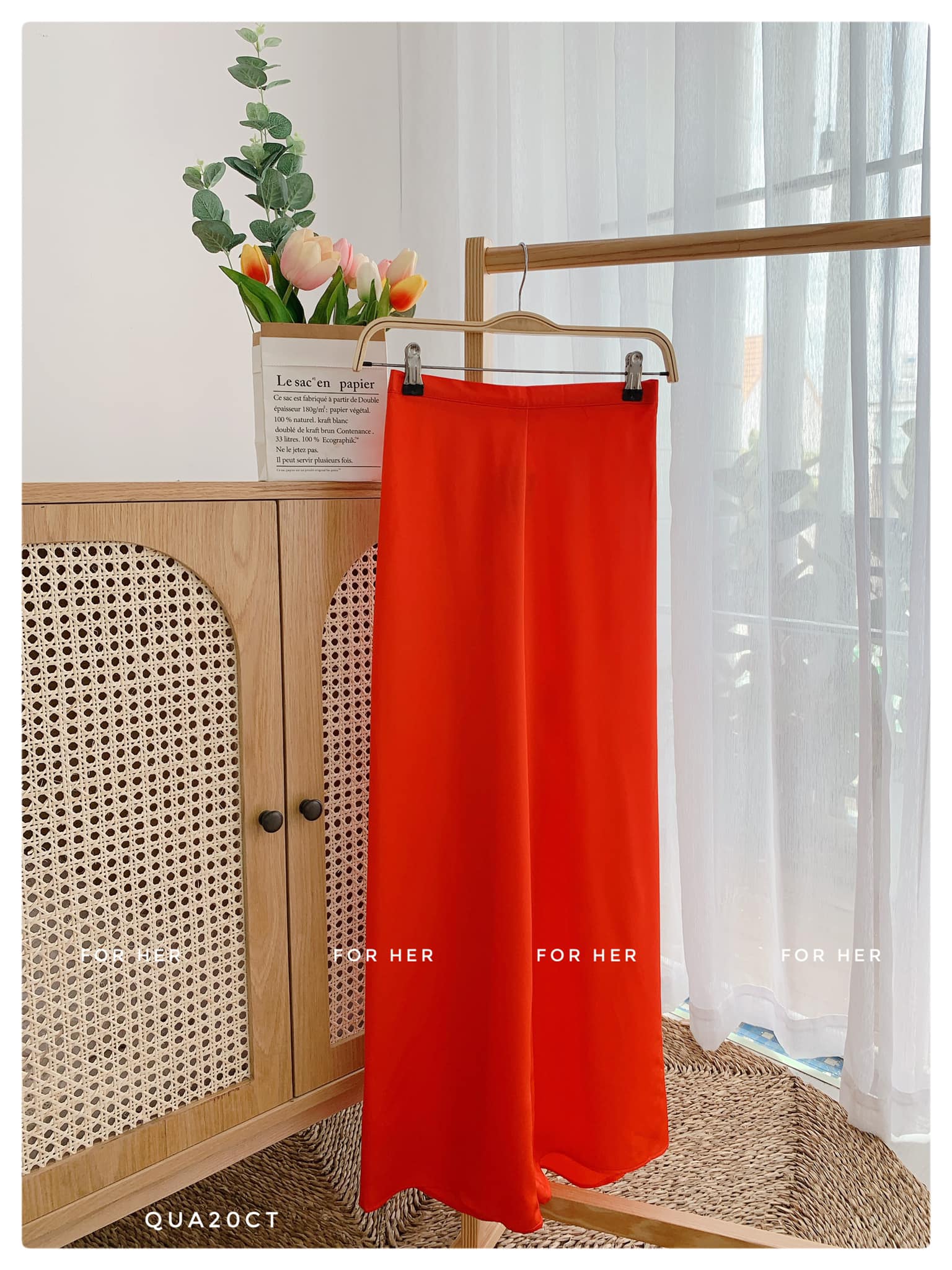 Quần áo dài lụa cam tươi