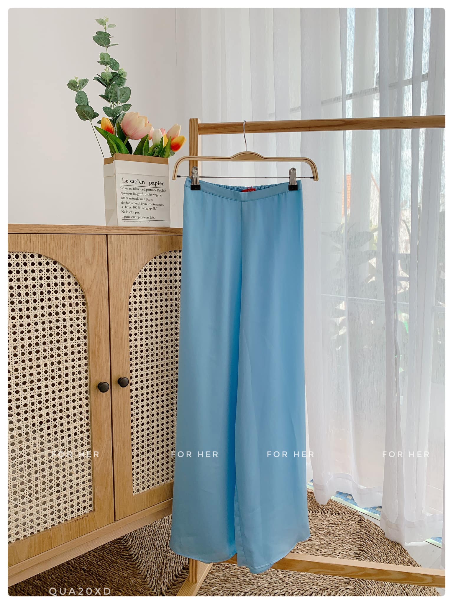 Quần áo dài lụa xanh dương