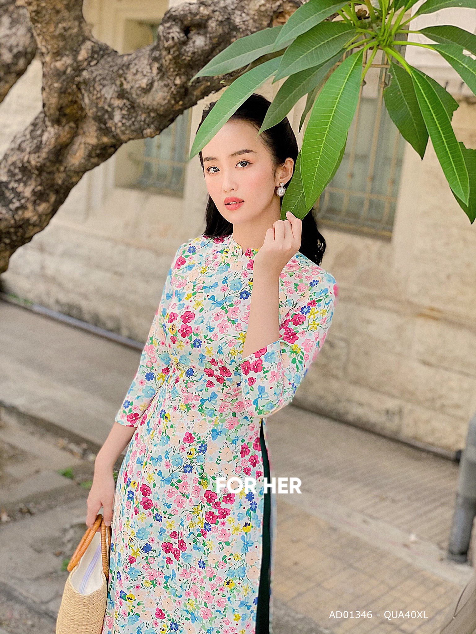 Áo dài trắng hoa nhí #3