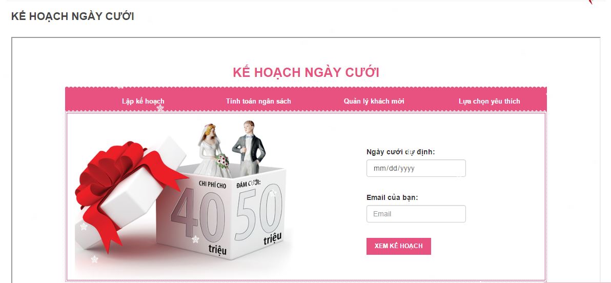 lên kế hoạch ngày cưới