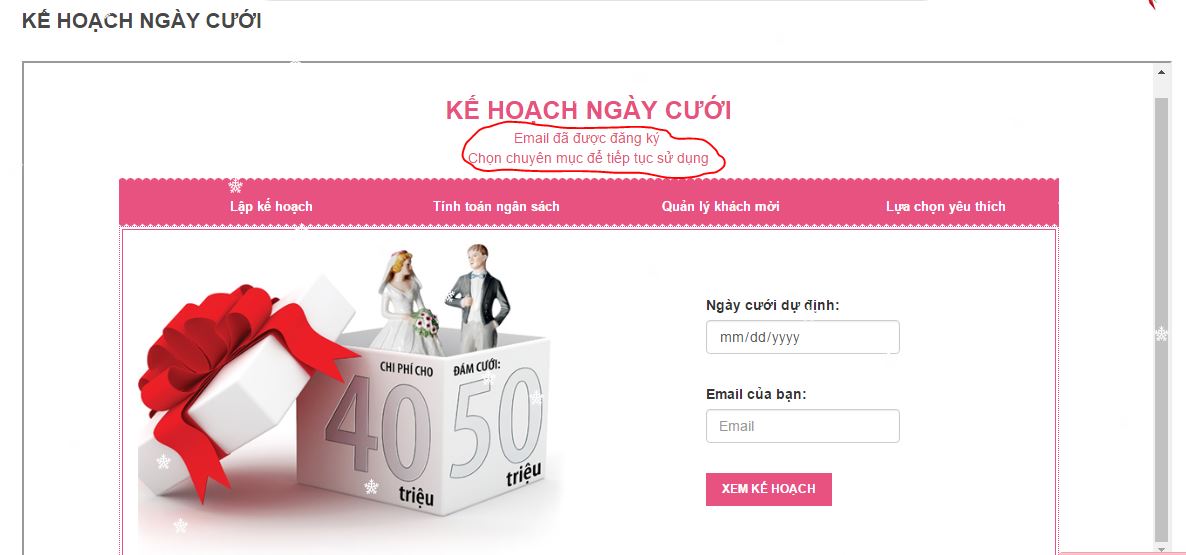 lên kế hoạch ngày cưới