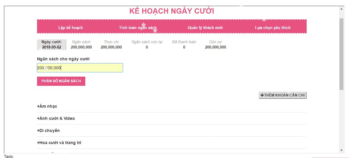 lên kế hoạch ngày cưới