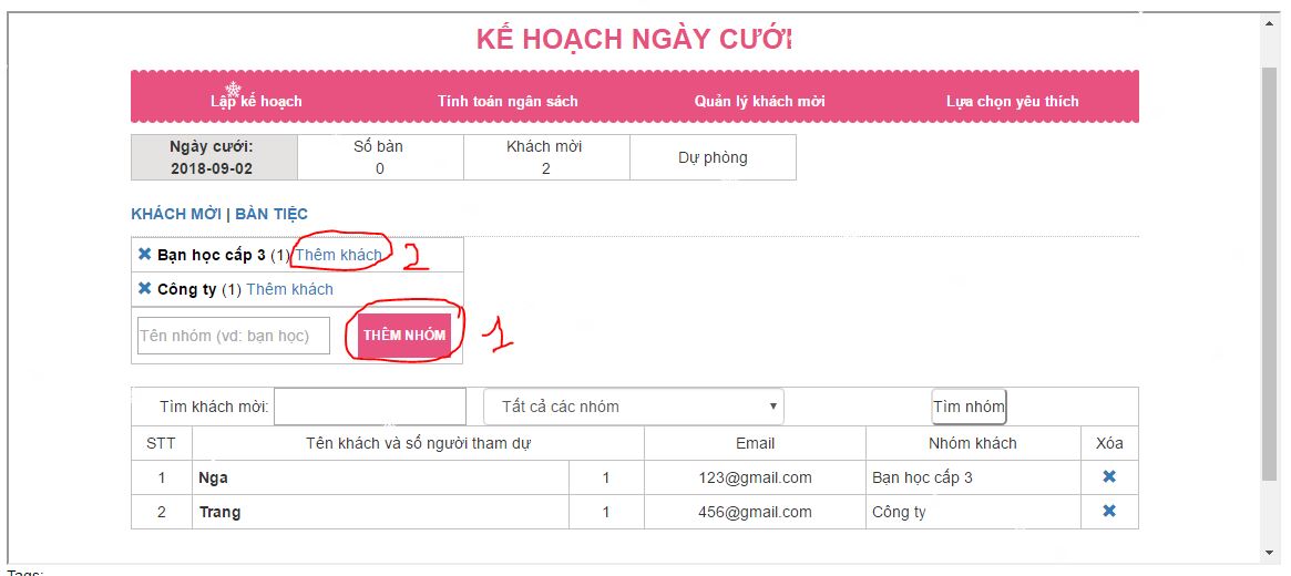 lên kế hoạch ngày cưới