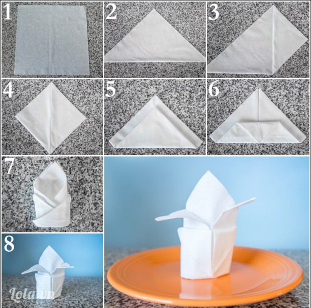 cách gấp khăn ăn bàn tiệc