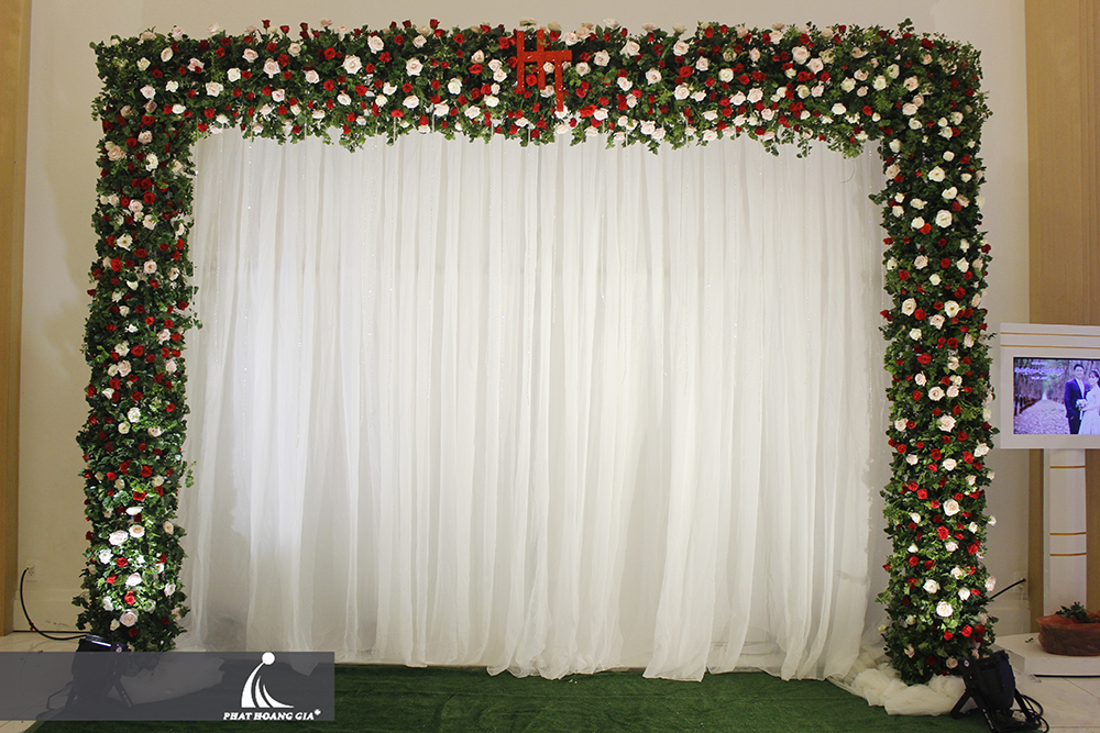 trang trí background tiệc cưới