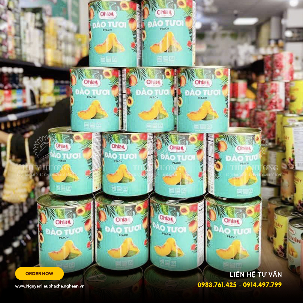 Đào ngâm đóng hộp