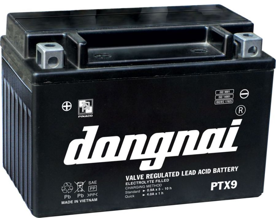 Ắc quy khô cho xe gắn máy PTX9 (12v9Ah)