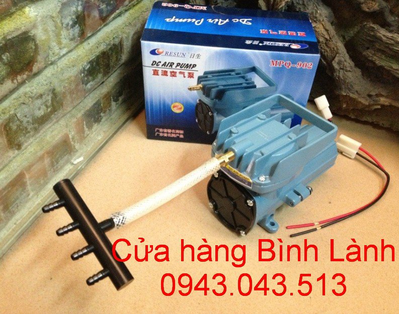 Máy Sủi cá (thổi khí oxy RESUN) xài bình ắc quy 12v (Model: MPQ-902)