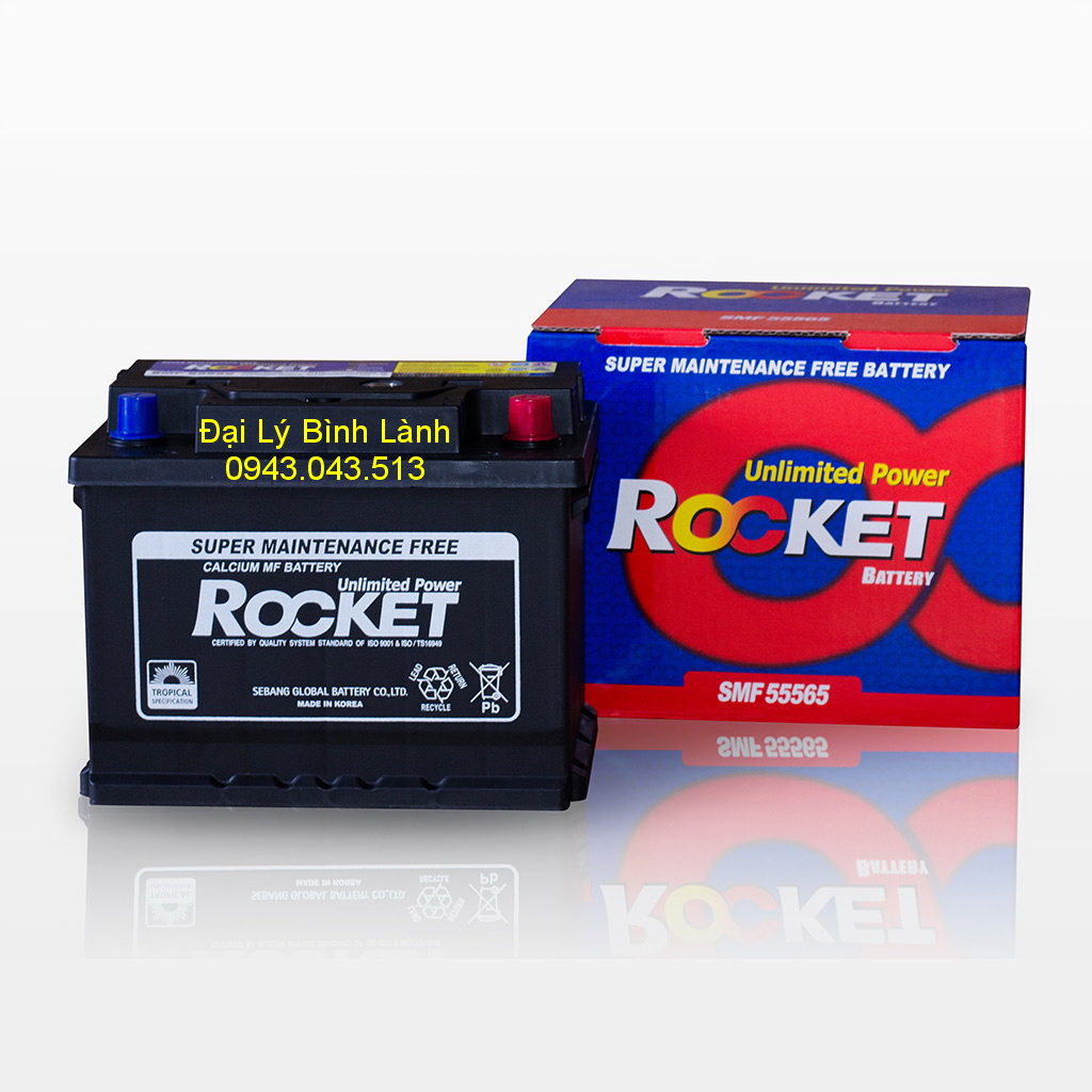 Bình Ắc quy Khô (Kín Khí) Rocket SMF 5565 (Din 55Ah Cọc xuôi - phải) Rocket