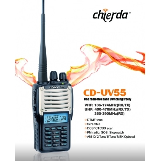 Bộ đàm cầm tay 2 băng tần UHF & VHF Chierda CD-UV55