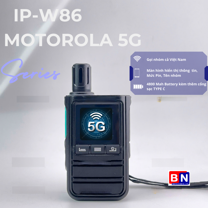 Bộ đàm Motorola 5G IP-W86 | Tặng Tai nghe Motorola | Pin Dự phòng