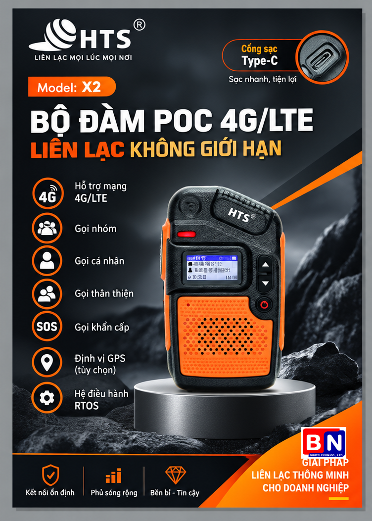 BỘ ĐÀM 4G HTS IP-X2 Liên Lạc Toàn Cầu