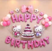 Bộ Trang Trí Sinh Nhật Hello Kitty (kèm bơm tay)