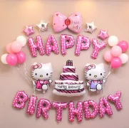 Bộ Trang Trí Sinh Nhật Hello Kitty (kèm bơm tay)