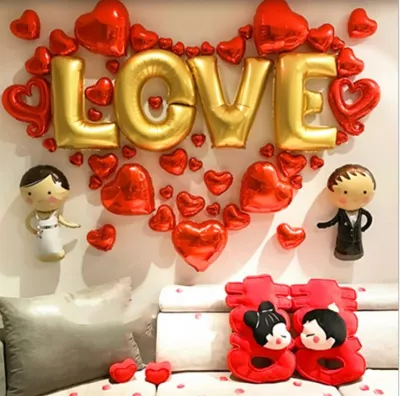 Bộ Trang Trí Cô Dâu, Chú Rể Chữ Love (kèm bơm tay)
