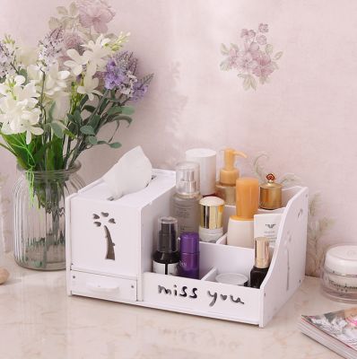 Khay Gỗ Đựng Mỹ Phẩm Và Khăn Giấy