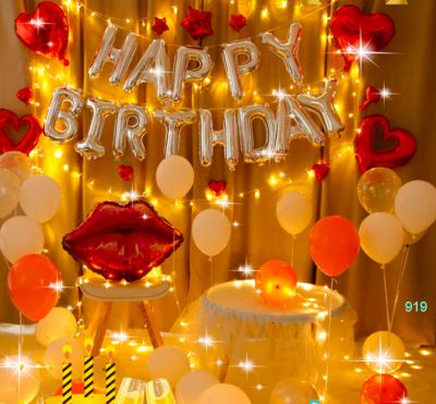 Bộ Sinh Nhật Hình Môi (019) Kèm đèn led