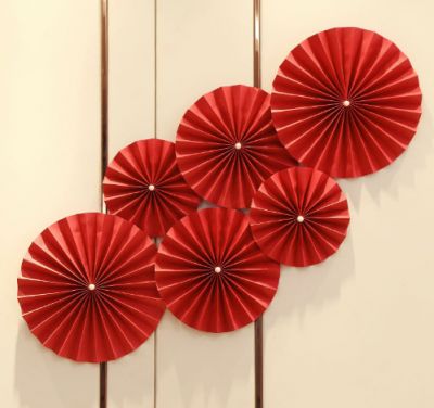 6 Quạt Giấy Trang Trí Tết - clip (T320-9k)