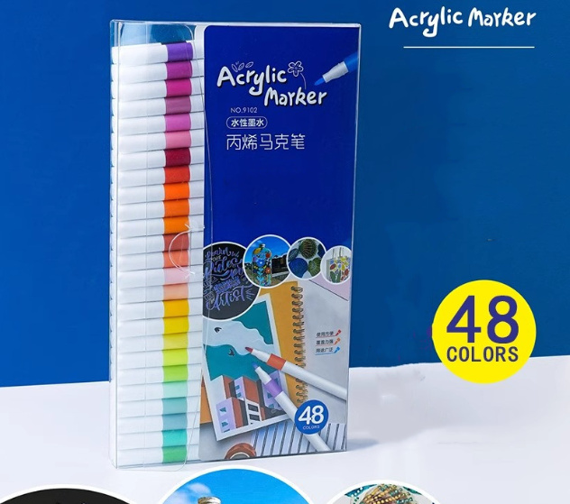 Bộ 48 Bút Màu Acrylic Chống Nước Vẽ Trên Mọi Chất Liệu