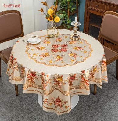 Khăn Trải Bàn Tròn Nhựa 1m5 - clip ( đỏ, vàng 49k, trắng: 44k)