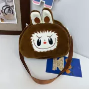 Túi Đeo Chéo Vải Lông Labubu (nâu, trắng)