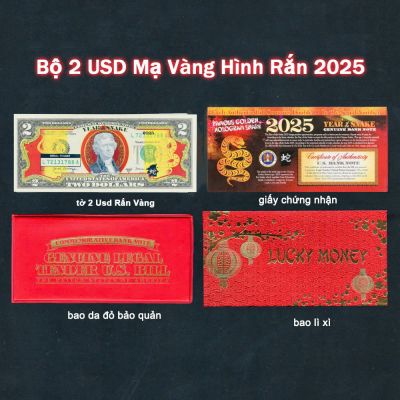 Tiền 2USD Mạ Vàng Rắn 2025