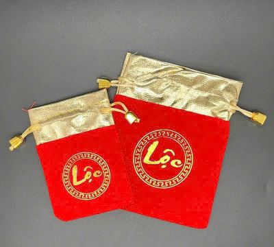 10 Túi Nhung Chữ Lộc Size Lớn (9cm*12cm)