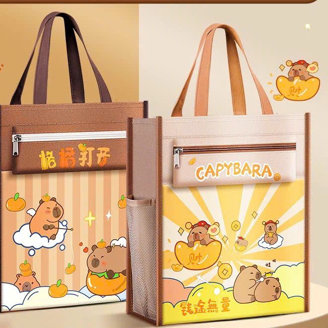 Túi Học Thêm CapyBara - Có Ngăn Bình Nước