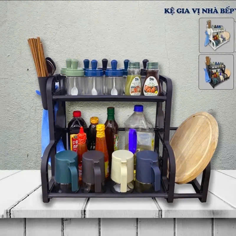 Kệ Gia Vị Nhà Bếp Size To – Có Ngăn Đũa